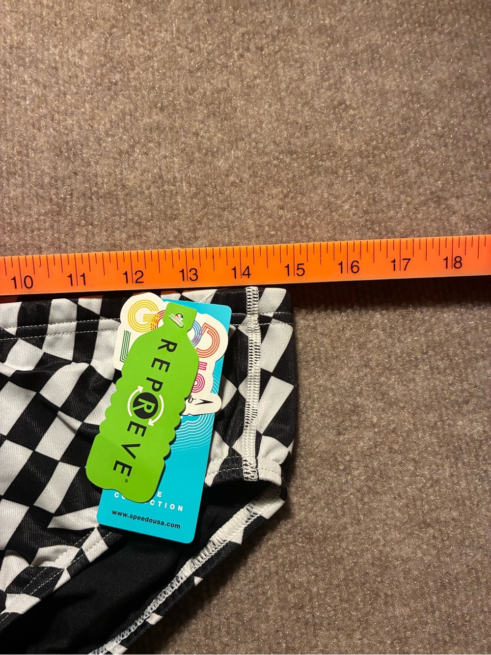 Speedo Black & White Checkerboard Swim Brief - Picture 8 of 8